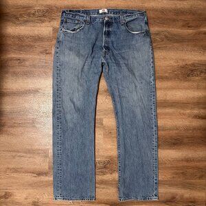 Levi's Jeans Mens 39x33 Blue 501 Medium Wash Ripped Knee Cotton Denim Pants